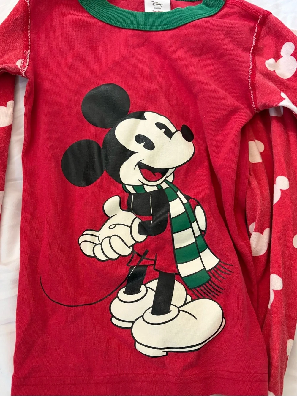 Hanna Andersson Red Mickey Mouse Pajama Set with Green Trim